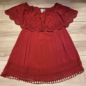 Maroon off the shoulder blouse, size S